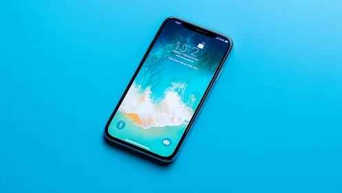 iPhone with Coastal Waves Lock Screen Display.