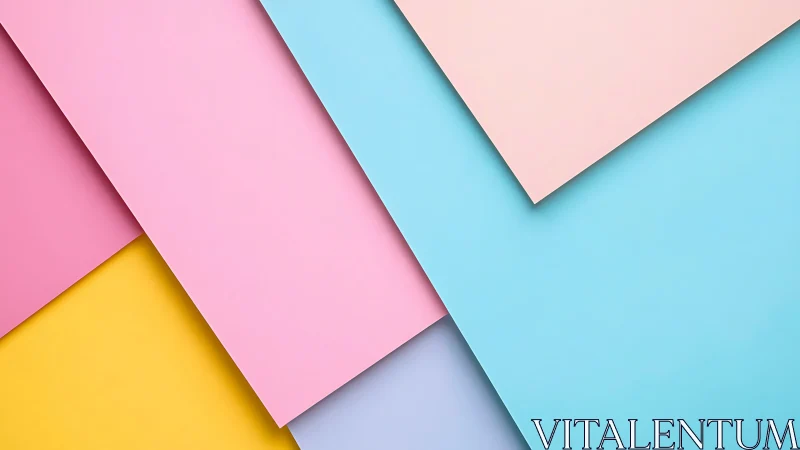 Overlapping pastel color sheets form diagonal geometric layout