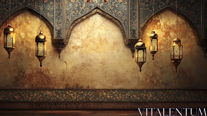 Golden lantern chorus beneath ornate arabesque arches.