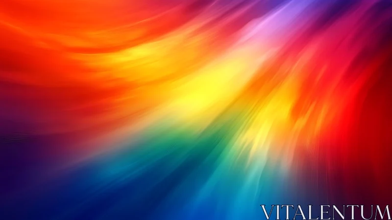 Radiant rainbow light sweeps across a vivid abstract sky