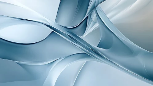 Elegant Abstract Blue Glass Waves Digital Art Background.