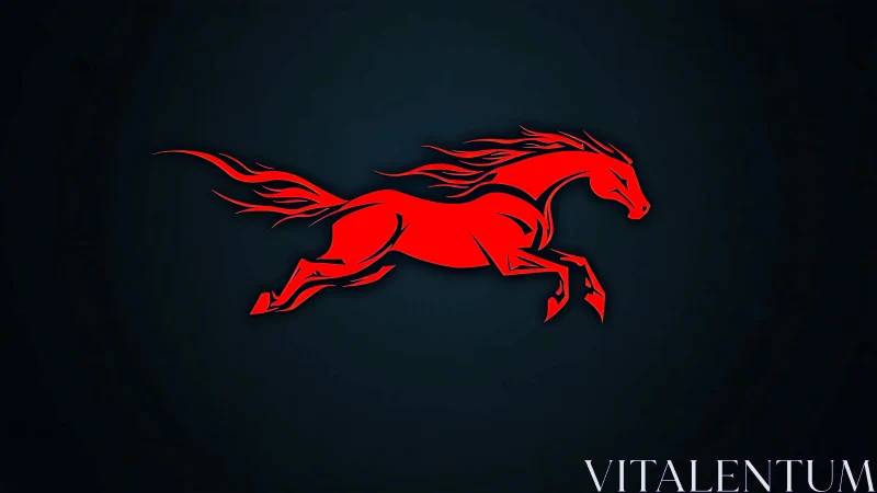 Fiery red running horse logo on deep midnight backdrop.