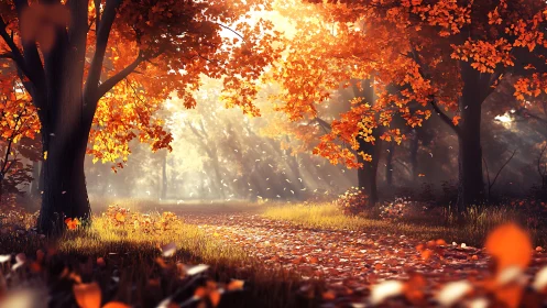 Autumnal Forest Canopy: Luminescent Foliage Array in Diffuse Atmospheric Conditions.