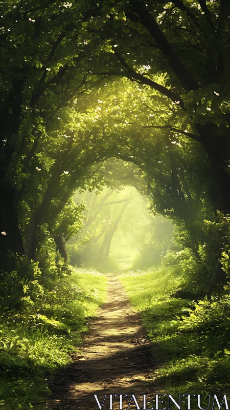 Forest Path Canopy with Directional Sunlight