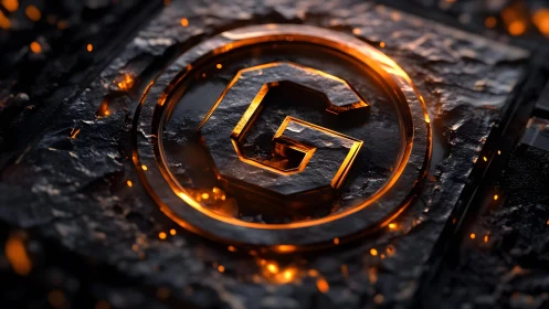 Futuristic Glowing G Monogram on Charred Metallic Surface.