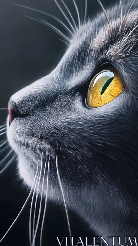 Gray Cat Head Profile with Golden Eye Detail.