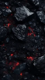 Burning Coal Embers Glow Red Hot. Textured Intensity.