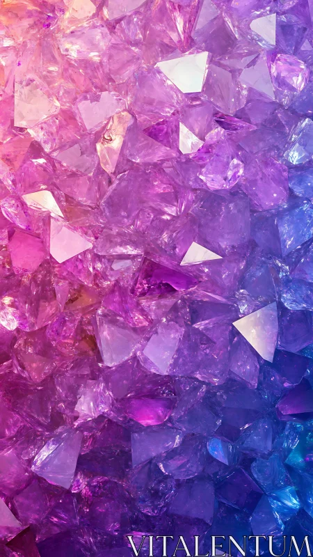 Radiant crystal tapestry glowing in pink, purple, and blue.