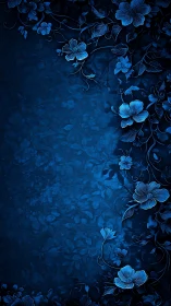 Enchanting Blue Floral Garden Blooming in Dark Dreams