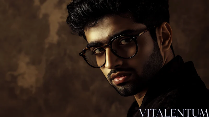 Low-key studio portrait with cinematic side lighting and bokeh.