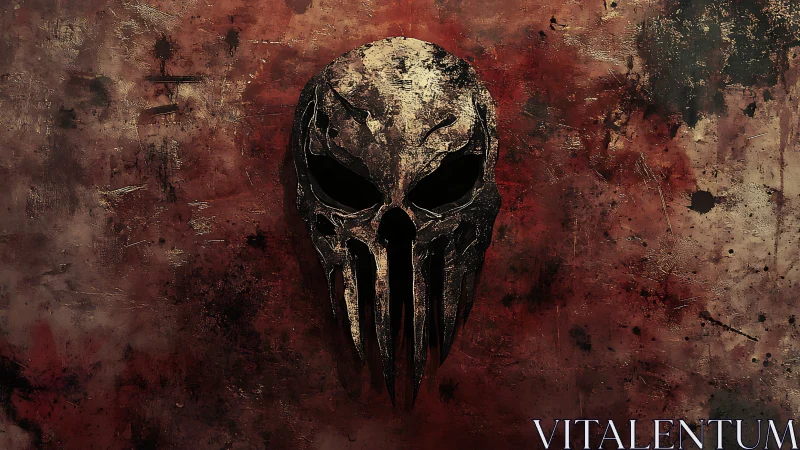 Weathered skull emblem hangs boldly on a scarred wall