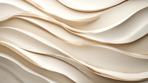 Layered cream wave surfaces form overlapping curved bands