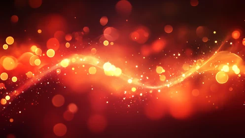 Glowing Abstract Orange Bokeh Light Wave on Dark Background.