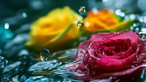 Wet Blooms: Macro Floral Study with Water Droplet Refraction.