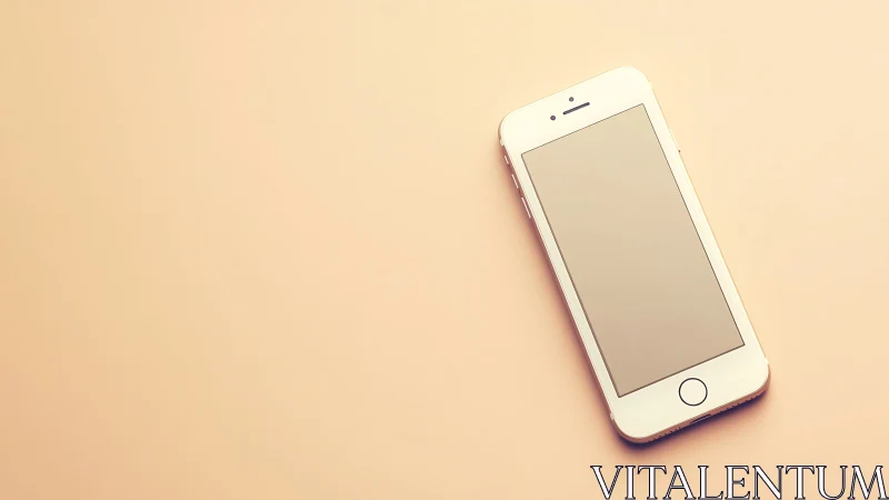 White iPhone Resting on a Warm, Peachy Background.