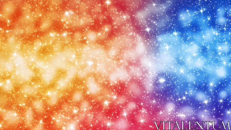 Multicolor bokeh starfield gradient with dense luminous particle glow