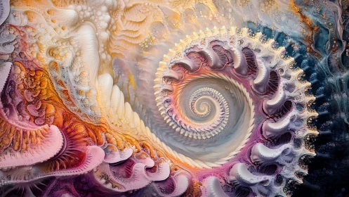 Fractal spiral vortex exhibits intricate organic microstructures