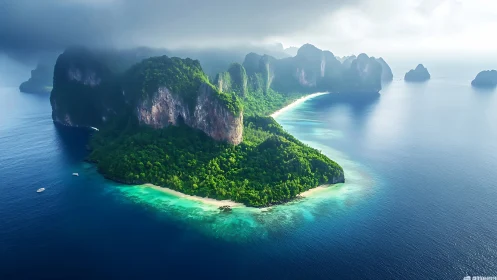 Limestone Islands Tropical Coastline Aerial View