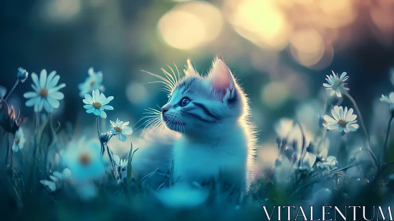 Kitten Discovers Wonder Among Daisy Dreams