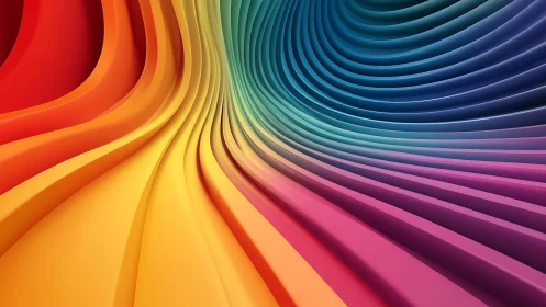 Curved multicolored 3D bands form layered radial tunnel