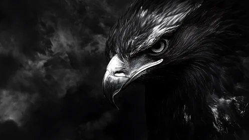 Majestic Eagle Portrait in Dramatic Black and White Photography.