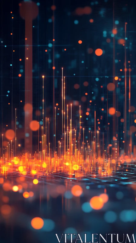 Volumetric data skyline with luminescent signal columns.