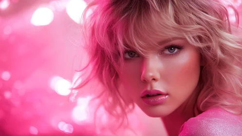 Glimmering pink portrait celebrates soft light and glossy charm