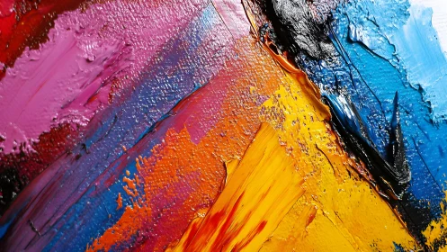 Vibrant Abstract Oil Painting With Bold Color Strokes and Texture.