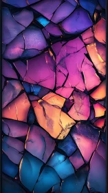 Shimmering stained glass shards glow in rich sunset colors