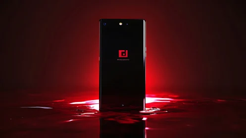 Red Neon Smartphone Display with Dark Gradient Background