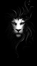Mystical lion spirit emerging gently from the dark.