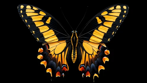 Golden wings in quiet flight against a velvet night sky.