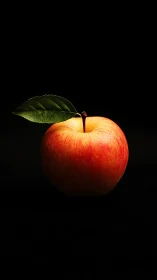 High-contrast red apple portrait under controlled low-key lighting