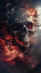Infernal skull erupts through swirling cosmic firestorm