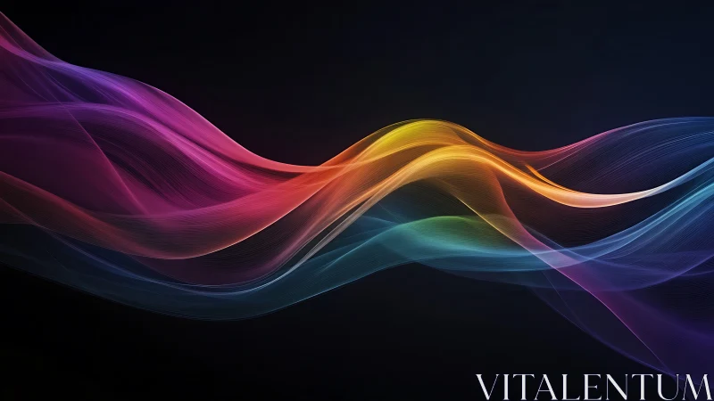 Multicolored light wave forms on dark gradient background.