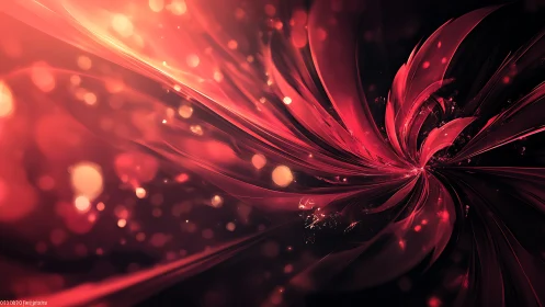 Abstract red light trails forming radial flowing structure.