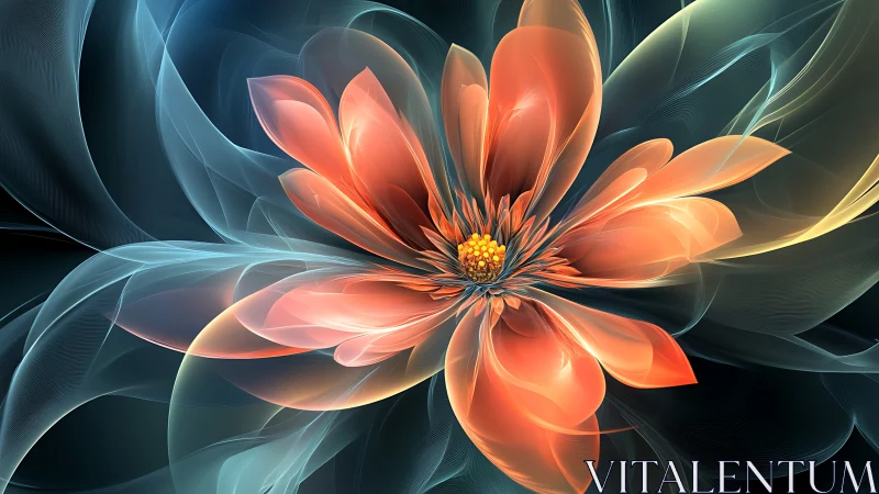 Glowing Glass Petals Bloom in a Dreamy Digital Garden.