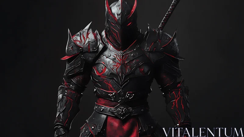 Infernal dark knight in spiked obsidian armor with red fissures.