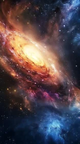 Spiral nebula ignites across deep space in luminous chromatic bands