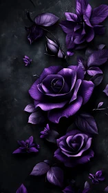 Purple Roses Dramatic Dark Floral Composition.