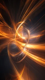 Golden plasma arcs spiral through dark abstract void.