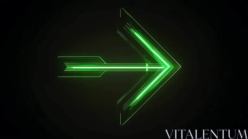 Neon green arrow glows with sharp futuristic vector lines.
