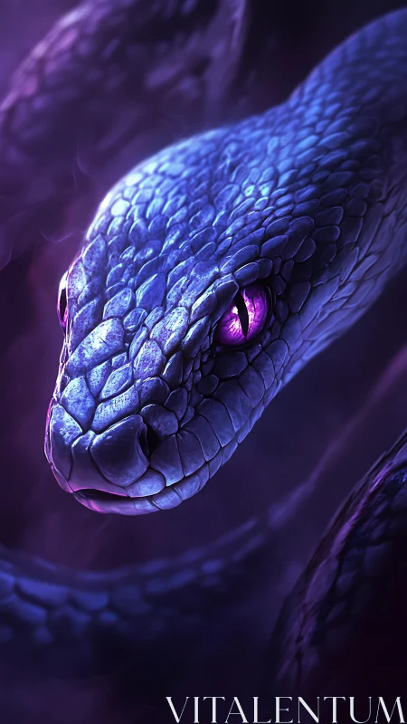 Bioluminescent serpent head rendered with high-detail scale topology