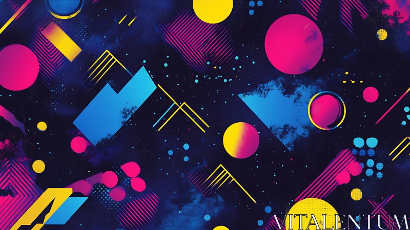 Neon geometric abstract over deep cosmic gradient field.