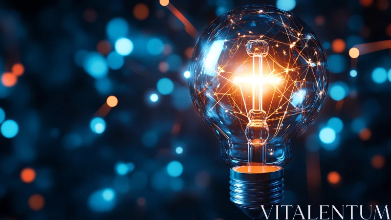 Neon circuitry halo swirling inside an electric daydream bulb.