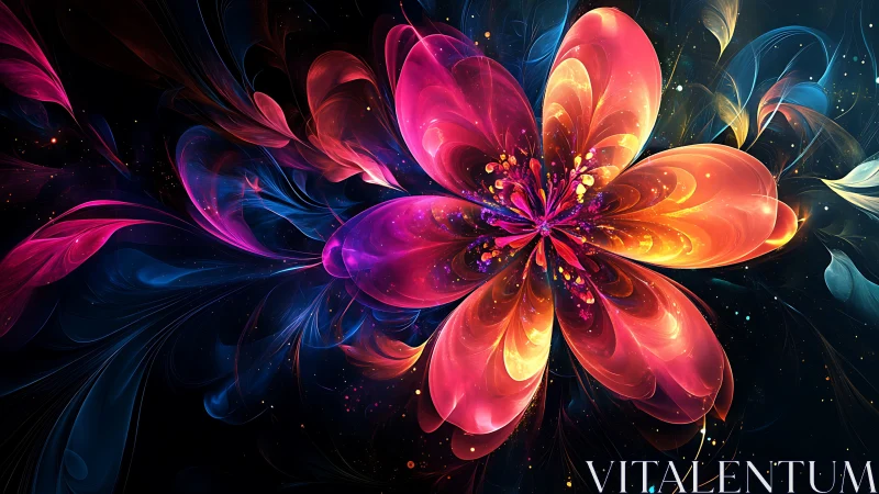 Fractal flower bloom with vivid swirling light forms.