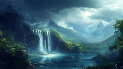 Mist-soaked waterfalls serenade a hidden emerald valley