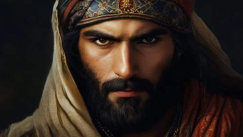 Intense desert wanderer with soulful, story-filled eyes.