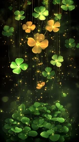 Glowing clover lights drift gently through a dreamy night