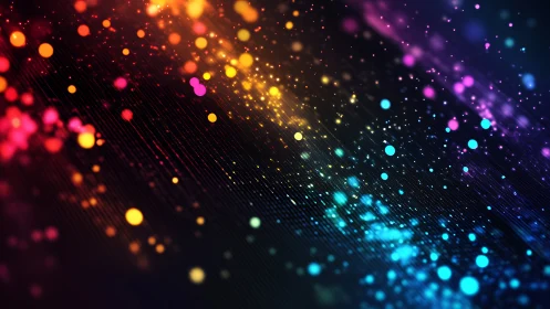 Prismatic data sparks stream across a midnight digital sky